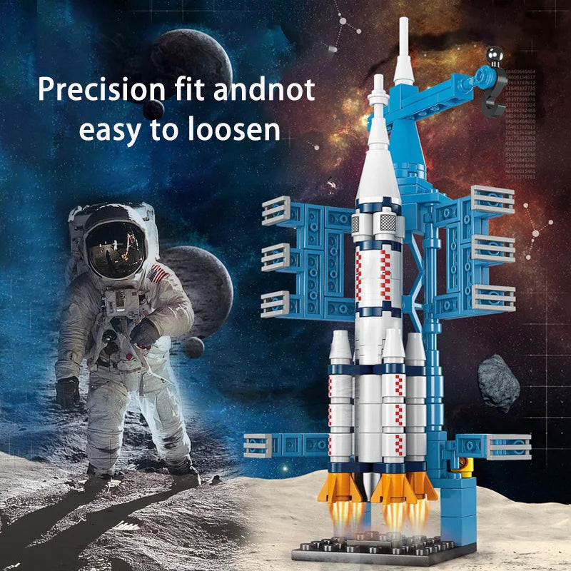 Kinderen Bouwblokken | Grote Ruimte Raketten, Puzzelmontage, Geschenkdoos met Kleine Deeltjes voor Jongens