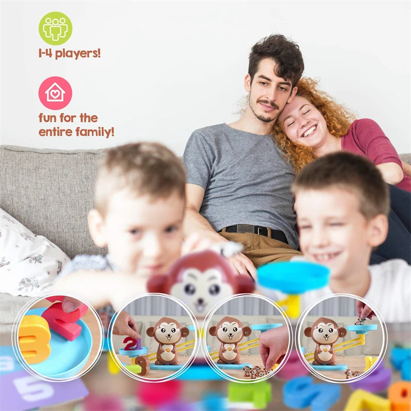 Monkey Balans Wiskundespel | Montessori Telspel voor Peuters & Kleuters