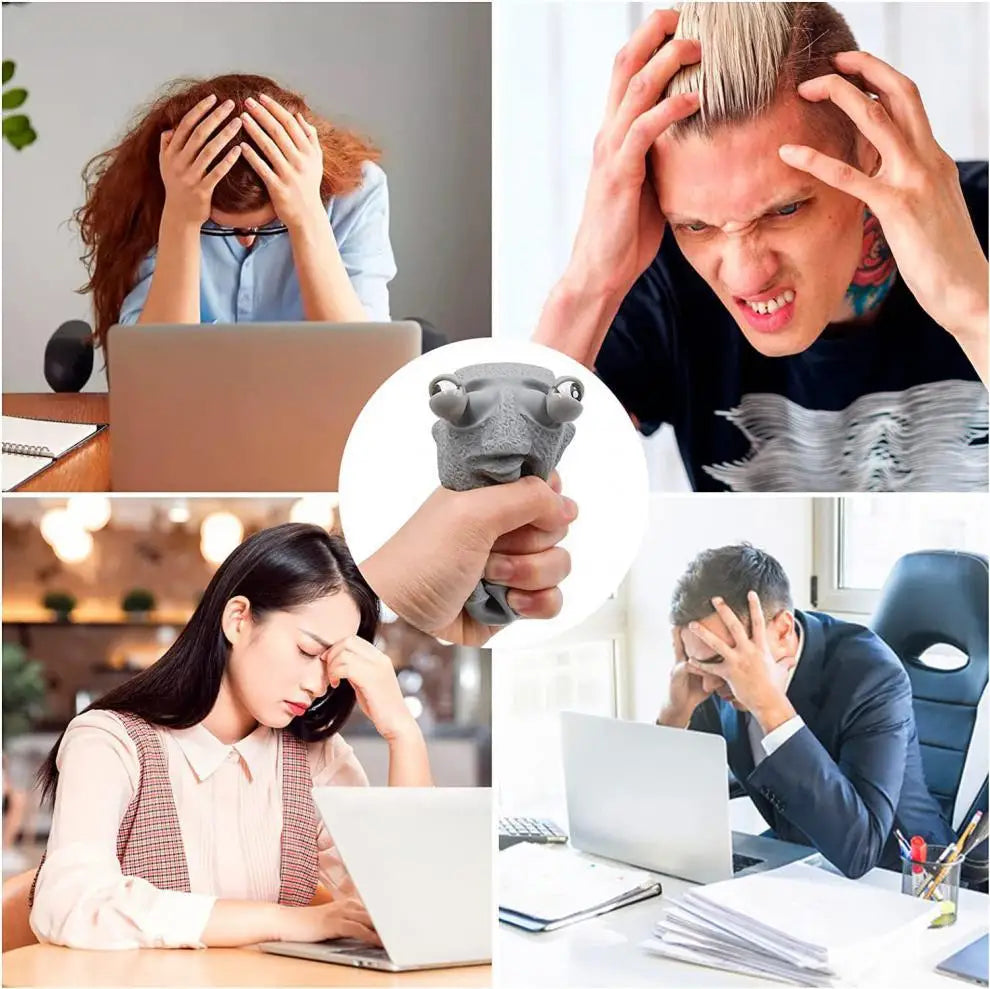 2 Stuks Simulatie Steen Man Stress Speelgoed | Knijpbare Langzaam Terugverende Zachte Beeldjes, Stressverlagend Cadeau voor Kinderen