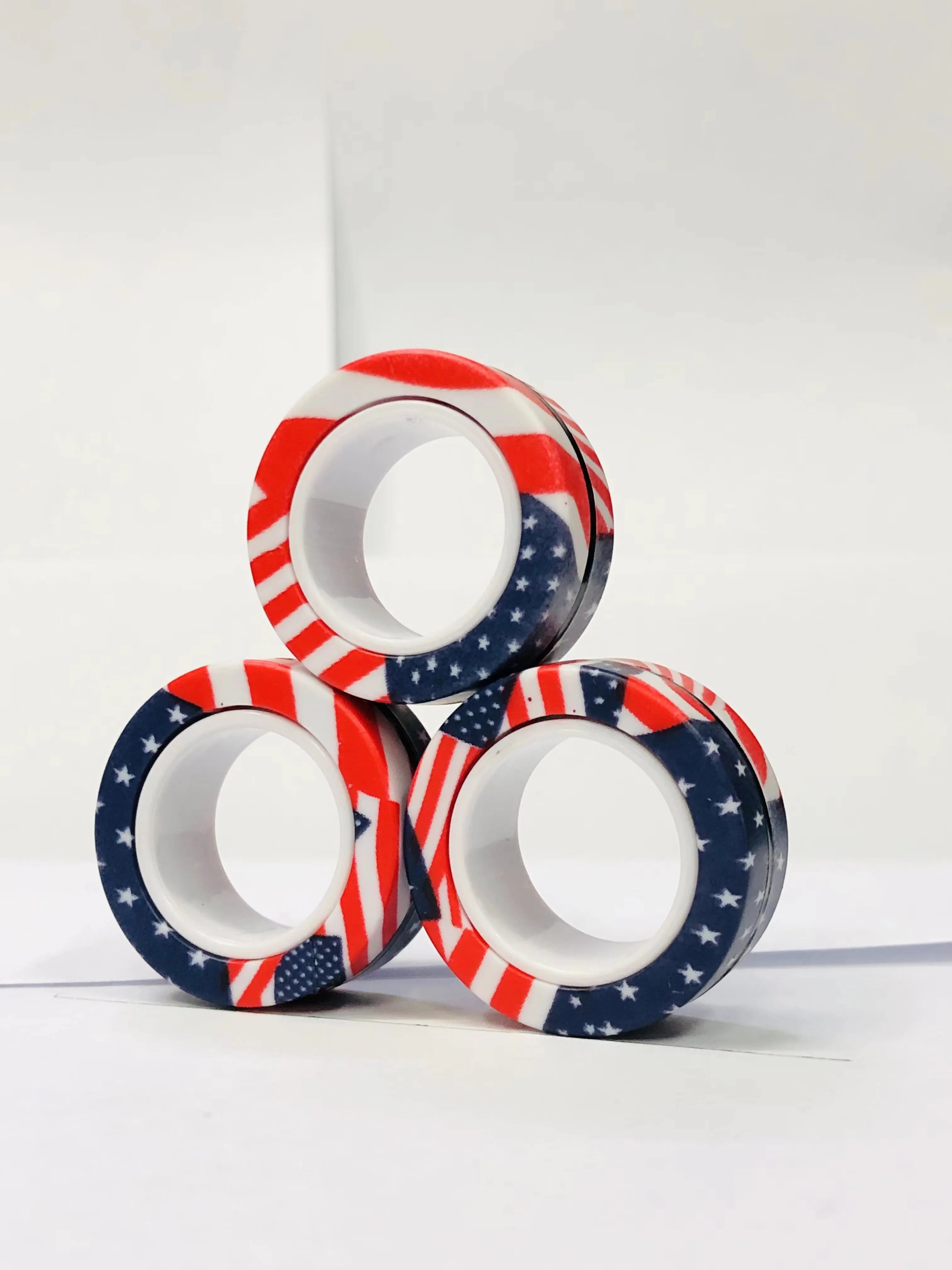 3 stuks vinger magnetische ringen | Kleurrijke fidget speelgoed set voor volwassenen en kinderen, magneet spinner ringen voor stressverlichting