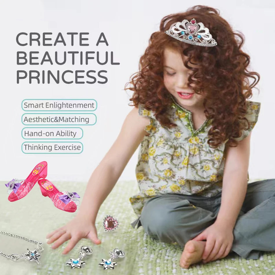 Prinsessenschoenen met Sieraden en Kroon - Elektronisch Telefoonspeelgoed Mode Beautyset voor Meisjes