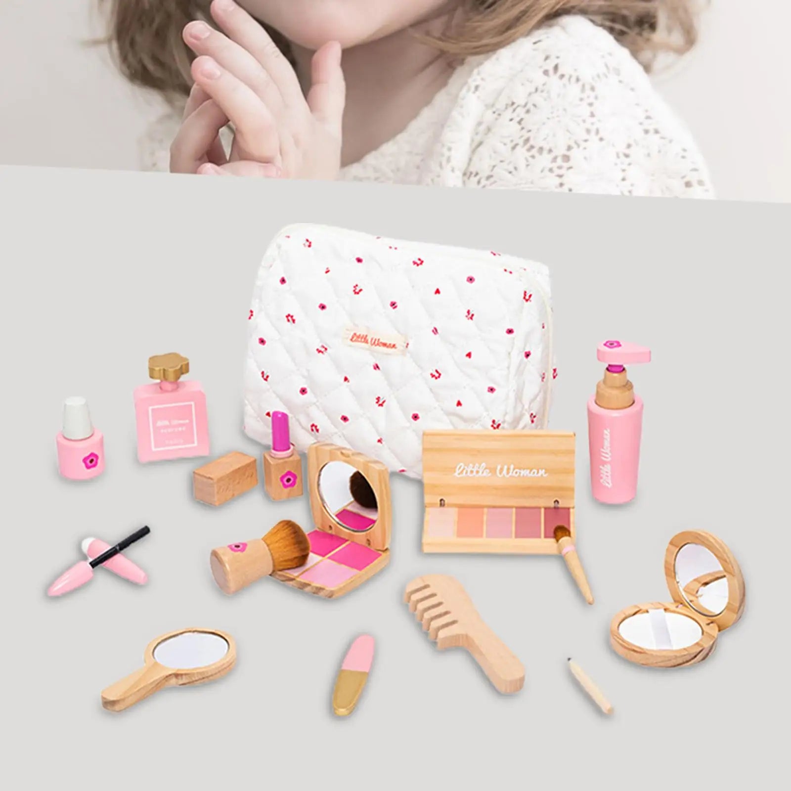 Houten Beauty Make-up Set - Rollenspel Schoonheidssalon Speelgoed voor Meisjes - Verjaardags- & Halloweencadeau