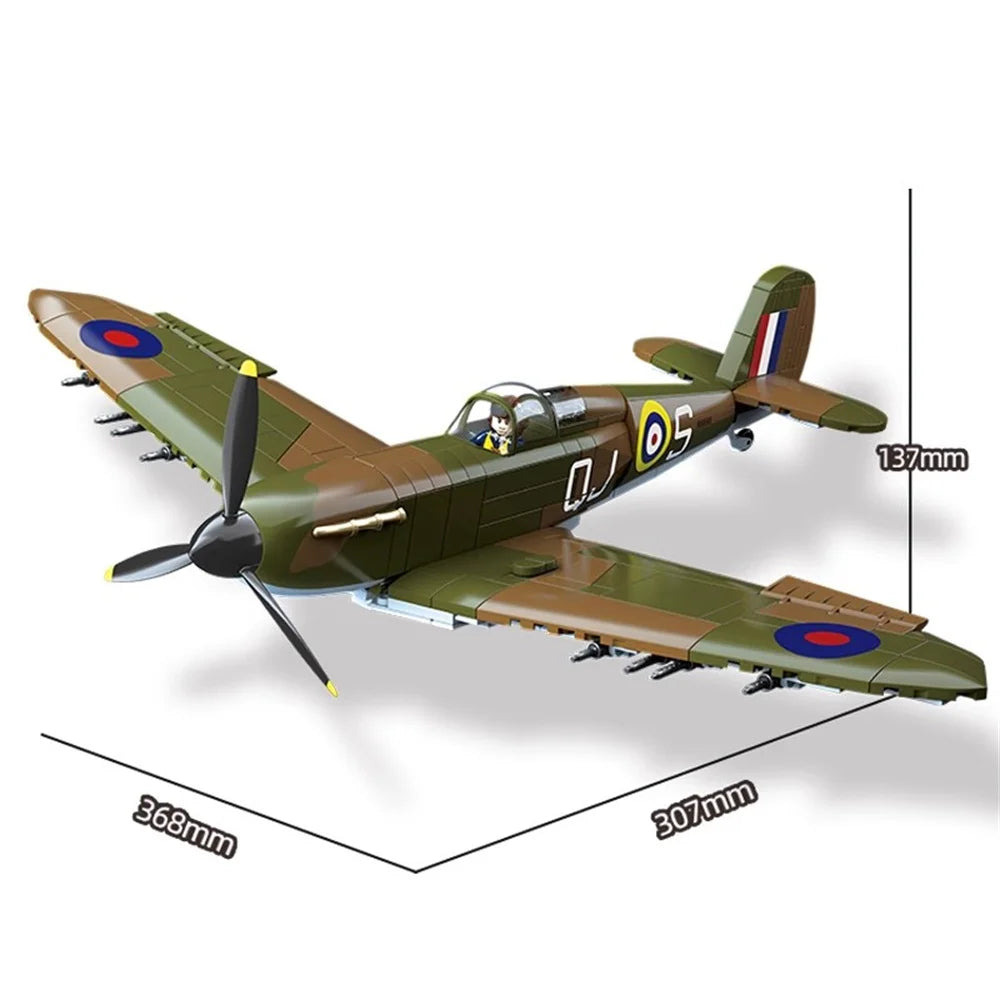 Tweede Wereldoorlog WW2 Leger Militaire Soldaten SWAT UK: Spitfire Fighter F MK. Ia Model Bouwstenen Bricks Kinderspeelgoed Cadeau