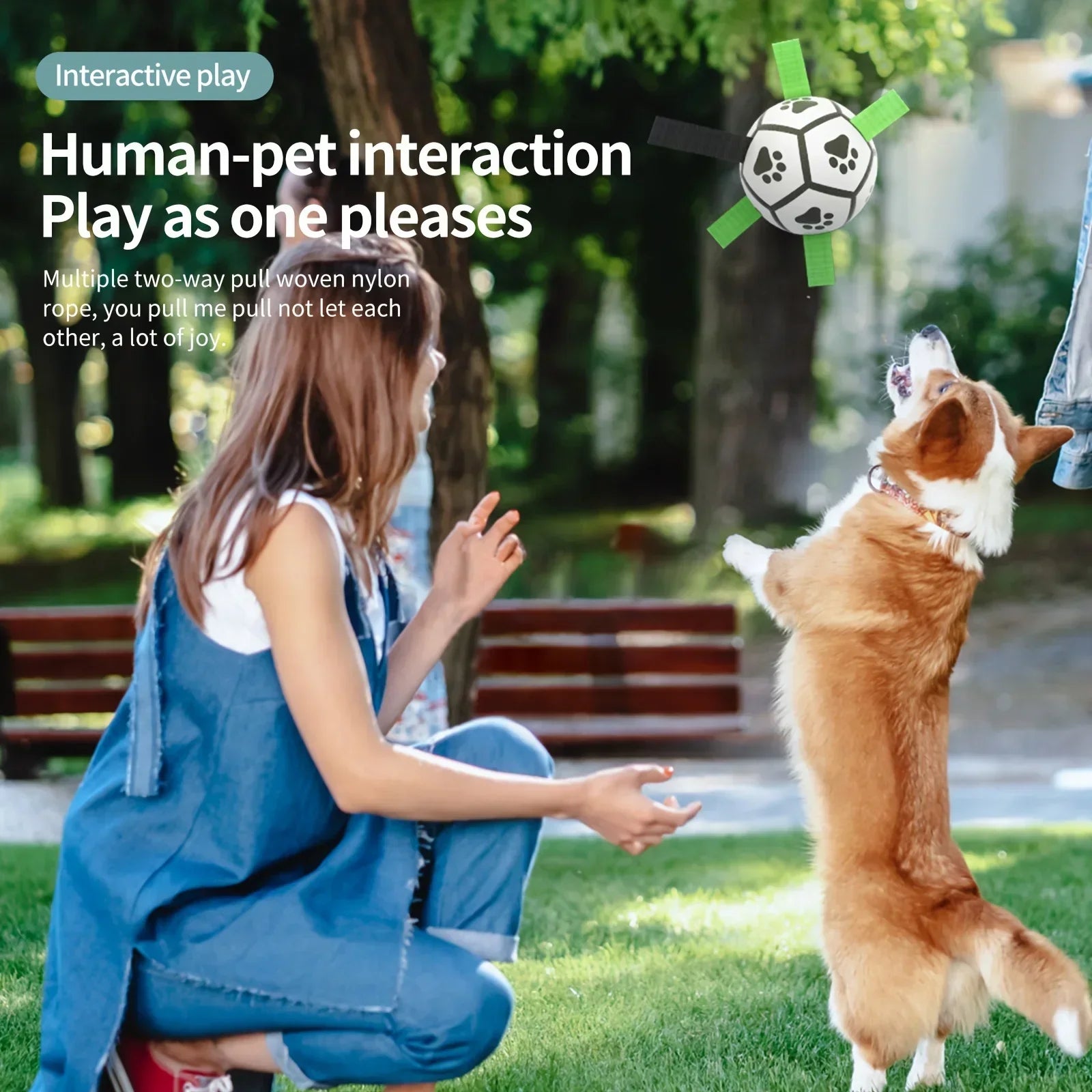 Interactieve Hondenspeelbal met Handvatten | Trek- & Gooi Speelgoed voor Binnen & Buiten