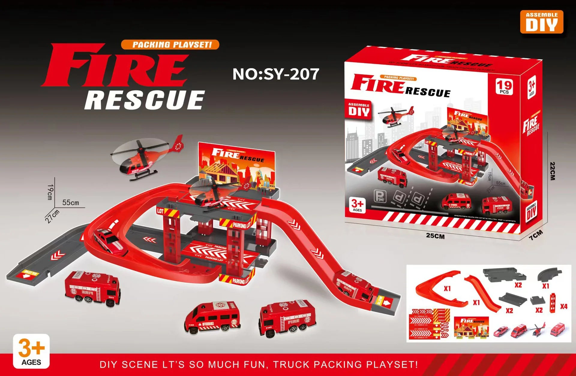 DIY Parkeerplaats Bouwset | Educatief Speelgoed met Brandweerwagens