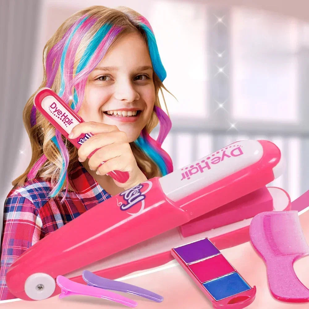 DIY haarkrijtset - Uitwasbare, tijdelijke haarkrijtjes met kleurkam, ideaal speelgoed voor meisjes.