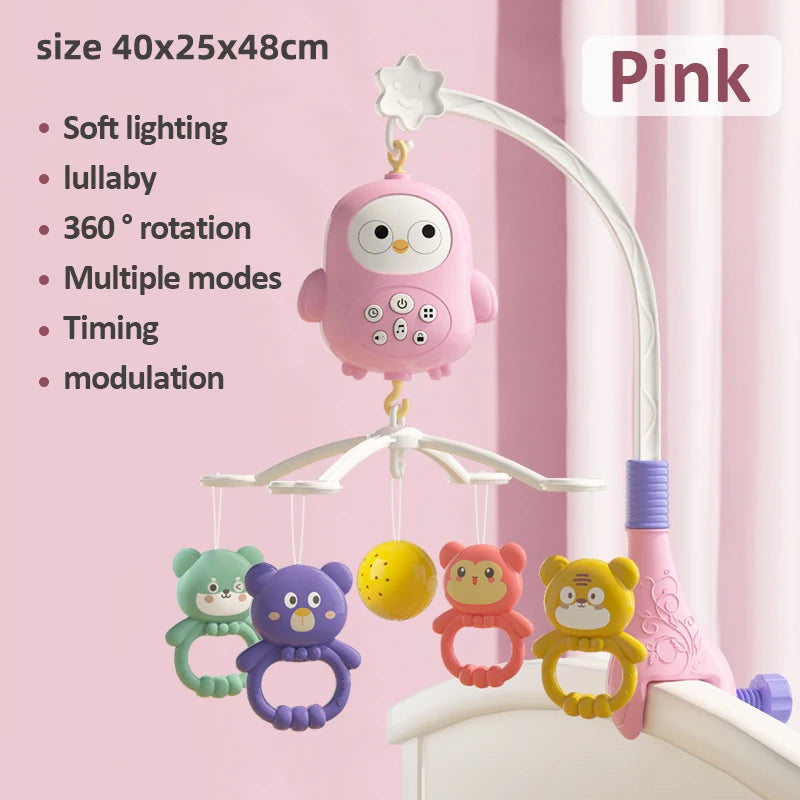 Muzikaal bedmobiel uil|Draaiend rammelspeelgoed babybed muziek