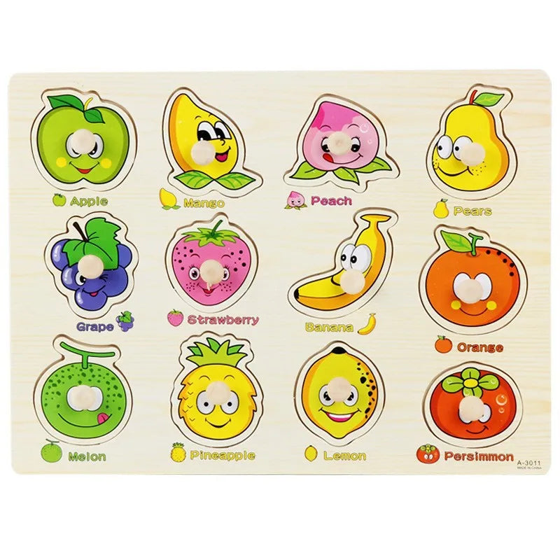 30cm Montessori Houten Puzzelbord | Hand-Oog Coördinatie | Cartoon Dieren & Voertuigen | Educatief Cadeau