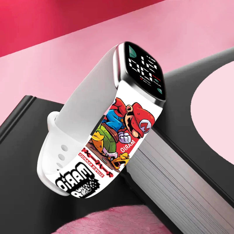 Super Mario Bros Kinderhorloge | Anime Karakter Luigi, Oplichtend LED Touch Digitaal Horloge, Waterdicht Cadeau voor Kinderen