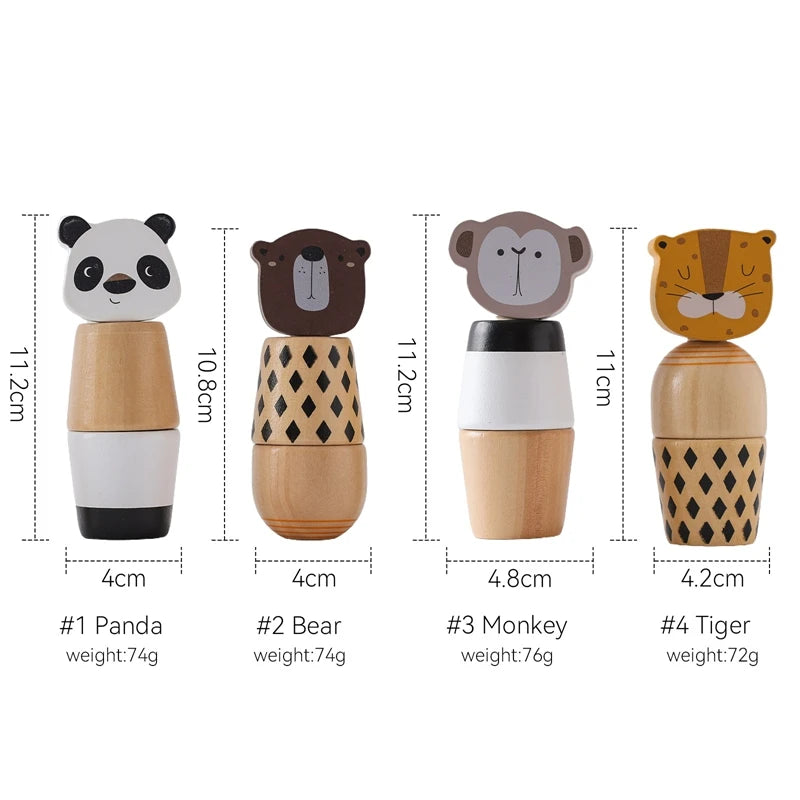 Montessori Speelgoed voor Baby's - Houten Dieren Puzzel, Educatief Speelgoed voor Hand- en Voetoefeningen bij Pasgeborenen