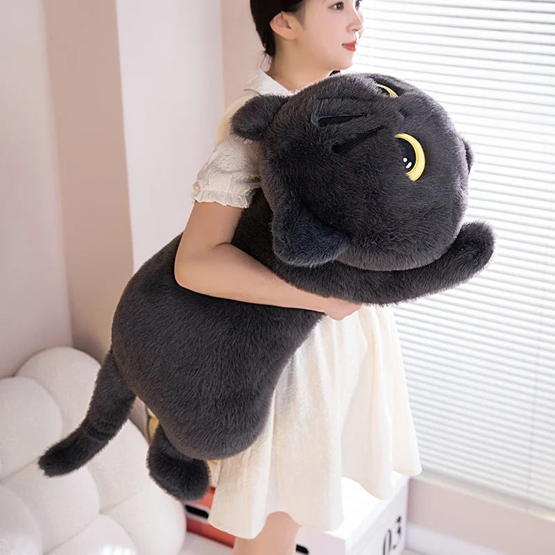 50cm Schattige Zwarte Kat Knuffel Pop | Kawaii Groot Knuffelkussen | Ins Zwarte Kat Pluchen Speelgoed voor Jongens en Meisjes Verjaardagscadeau