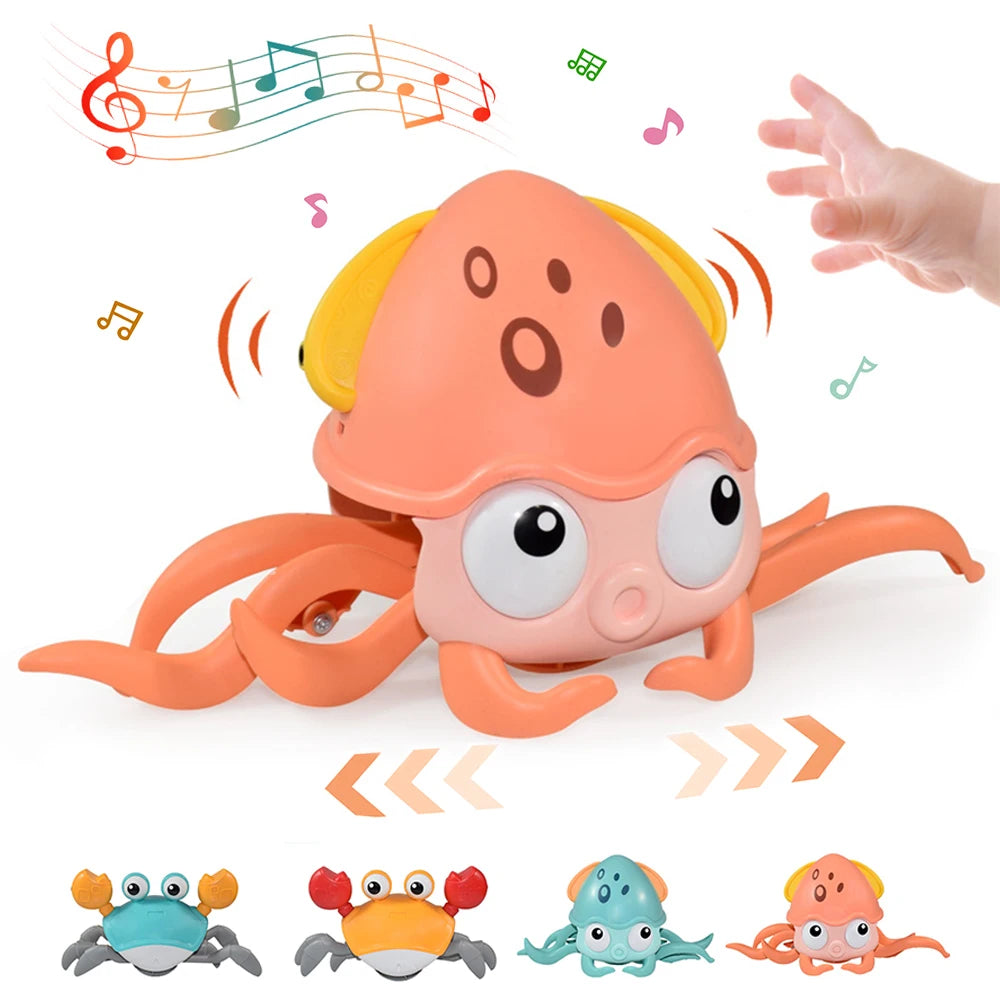 Interactieve Ontsnappende Octopus/Krab | Elektronisch Muziekspeelgoed voor Baby’s, Bewegend Speelgoed met Licht & Geluid