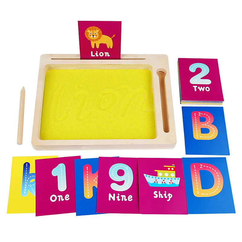 Montessori Zandbak Letterbak | Houten Schrijftray voor Kinderen