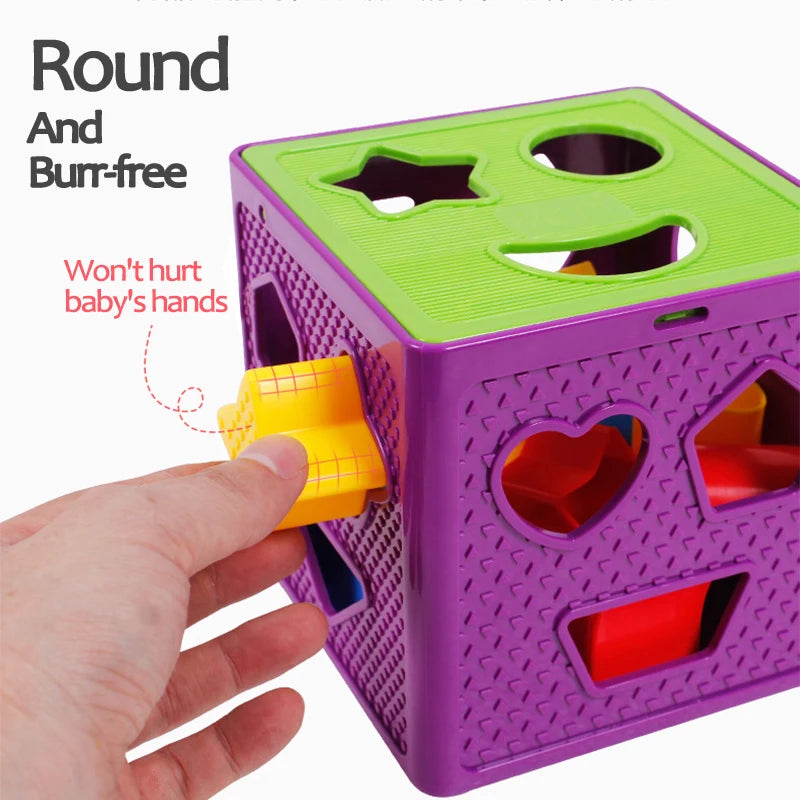 Baby Blokken & Vormsorter Speelgoed Box | Montessori Vroeg Leren | Kleur- & Vormherkenning | Activiteit Kubus voor Peuters