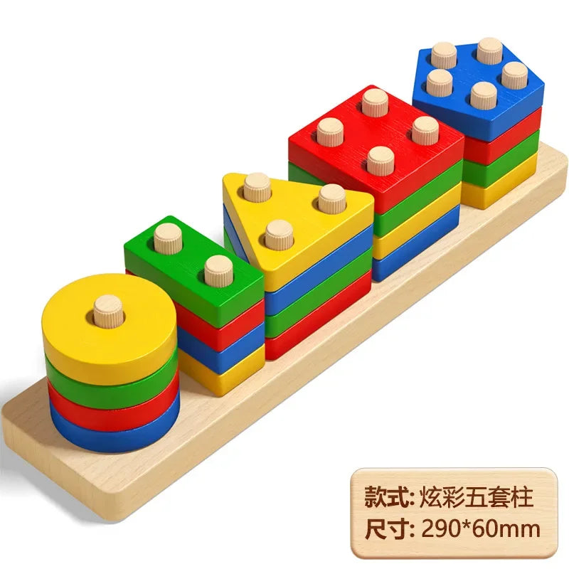 Montessori houten sorteer- en stapelspeelgoed Puzzel voor kinderen en peuters Speelgoed voor fijne motoriek voor kinderen van 1 jaar