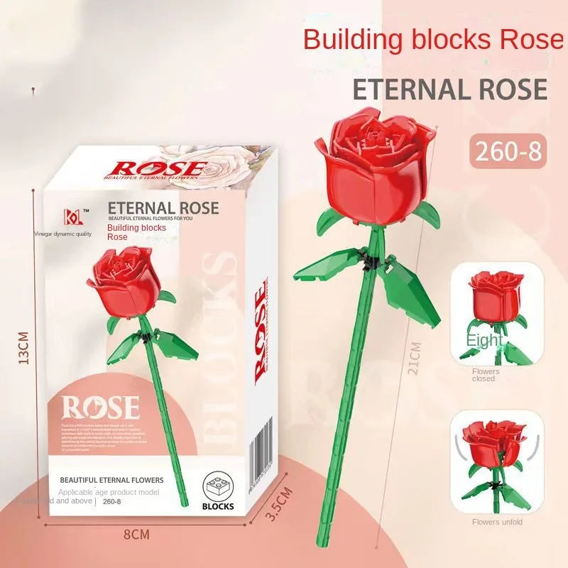 Eeuwig Boeket Rozen Bouwstenen Set voor Volwassenen - Creatief Cadeau voor Vrouwen voor Valentijnsdag - Bloemen Bouwset als Originele Decoratie