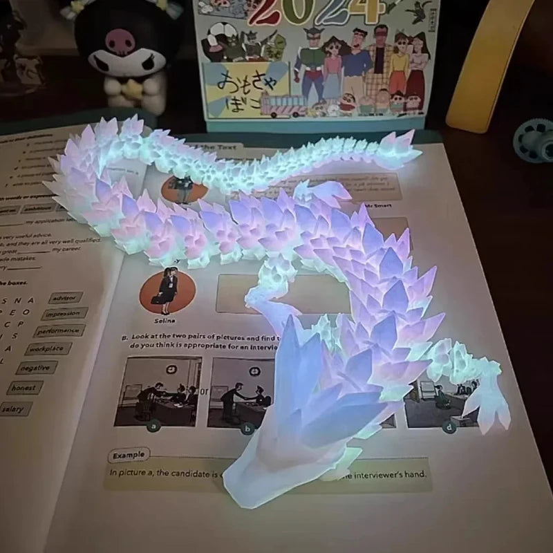 3D Geprinte Edelsteen Draak | Glow in the Dark Draaibare Articulerende Draak, Kristallen Figuren, Actiefiguur & Bureau Decoratie, Verjaardagscadeau