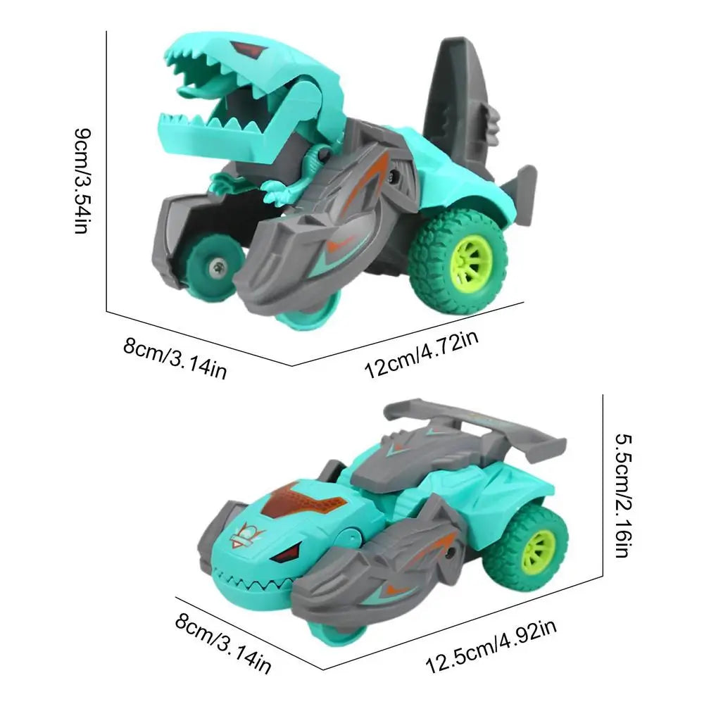 Automatische Dinosaur speelgoedauto 2-in-1 - LED Dino transformatie met muziek en licht voor kinderen vanaf 3 jaar, verjaardagscadeau