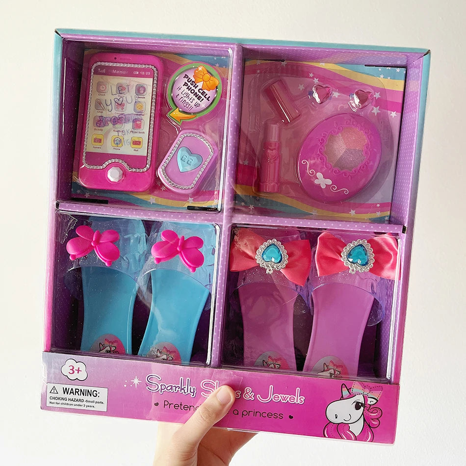 Prinsessenschoenen met Sieraden en Kroon - Elektronisch Telefoonspeelgoed Mode Beautyset voor Meisjes