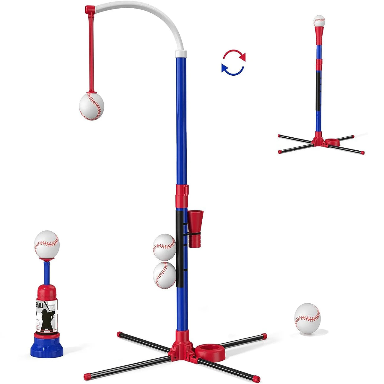 3-in-1 Honkbalset Voor Kinderen - Verstelbare T-Balstandaard Met Automatische Launcher