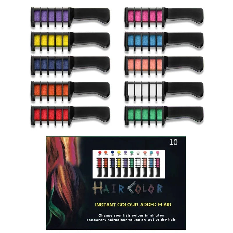 10PCS Haarkleur Kam Set - Mode Make-up Kit voor Meisjes - Tijdelijk DIY Haarstyling Speelgoed