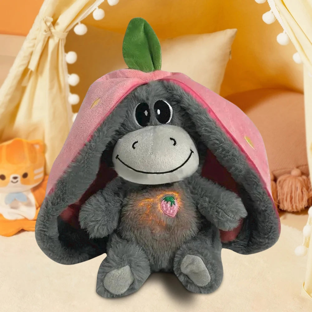 30cm Aardbei Ezel Knuffel met Licht | Creatieve Baby Pop, Ademend Pluche Slaapspeeltje als Fruitfiguur