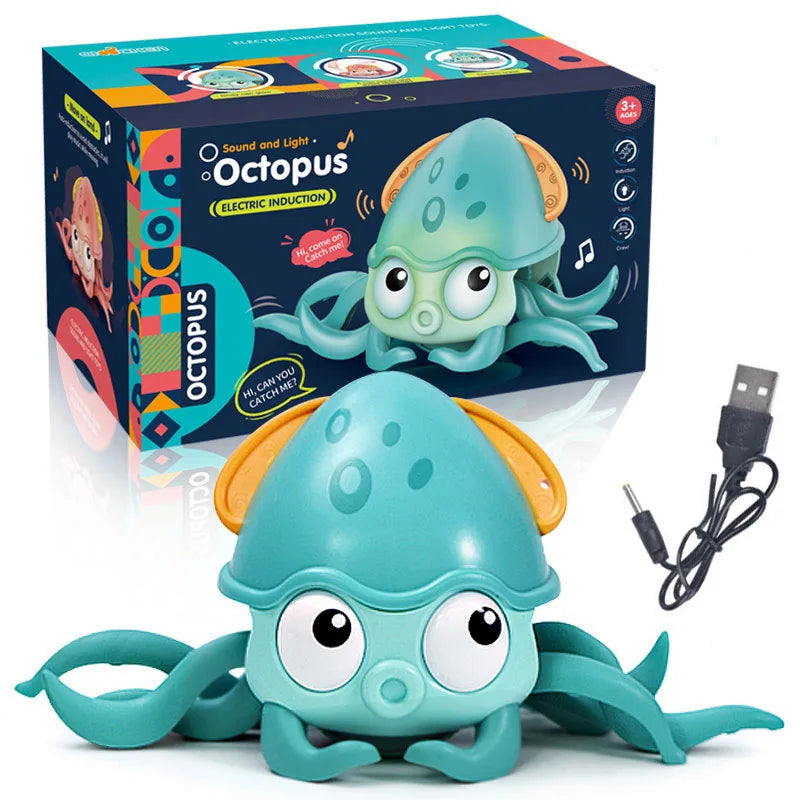 Interactieve Ontsnappende Octopus/Krab | Elektronisch Muziekspeelgoed voor Baby’s, Bewegend Speelgoed met Licht & Geluid