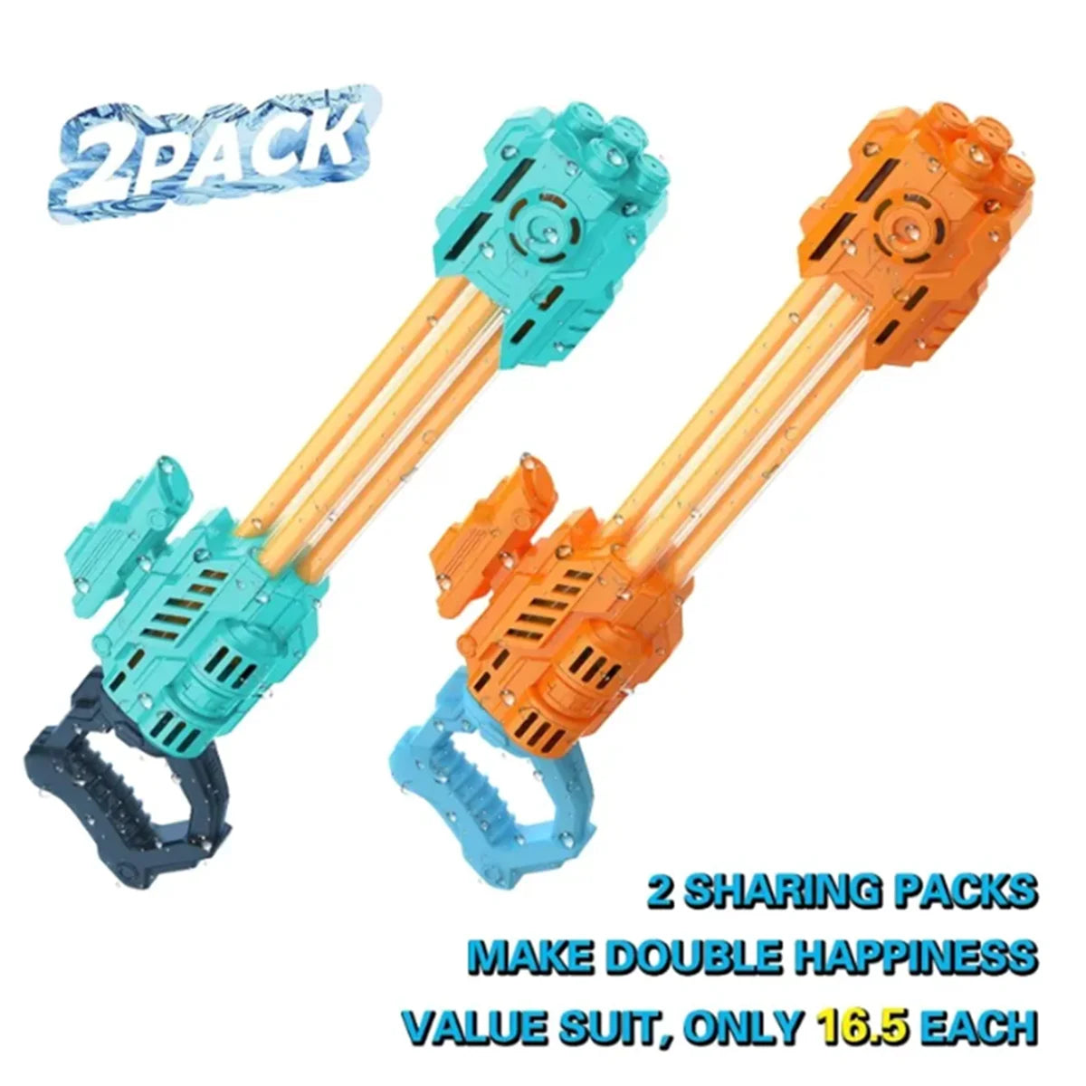 (2-Pack) Waterpistolen voor Kinderen en Volwassenen – Zomer Waterblasters voor Strand & Tuin Watergevechten