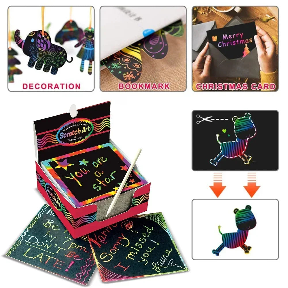 100x Regenboog Kraskaarten | Creatief DIY Tekenplezier voor Kinderen