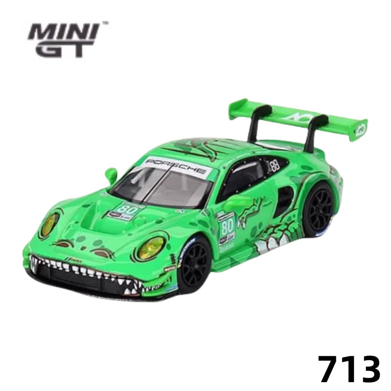 1:64 schaal Porsche 911 GT3 R Racing 80# Tyrannosaurus Rex - Speelgoed voor jongens, verzamelobject voor volwassenen