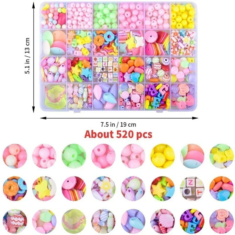 DIY Kralenset voor Kinderen | Creatieve 24-Vak Sieradenmaakset | Armband en Ketting Knutsel Speelgoed voor Meisjes