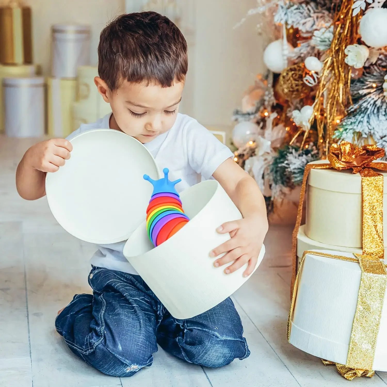 Fidget Slak Speelgoed 18cm | Kleurrijk Sensorisch Twist Rupsje, Stressverlichting voor Kinderen