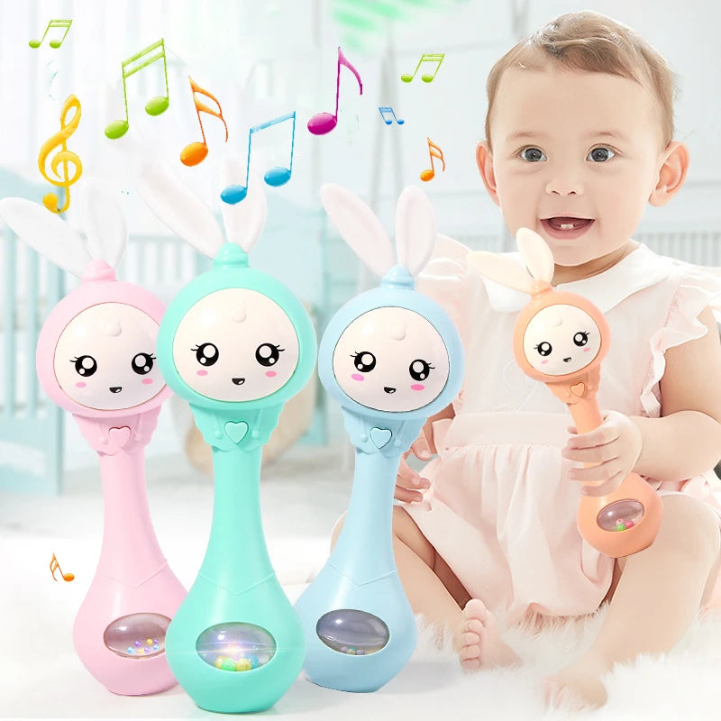 Muzikale Slimme Rammelaar Konijn – Interactief Educatief Babyspeelgoed met Licht & Geluid voor Pasgeborenen