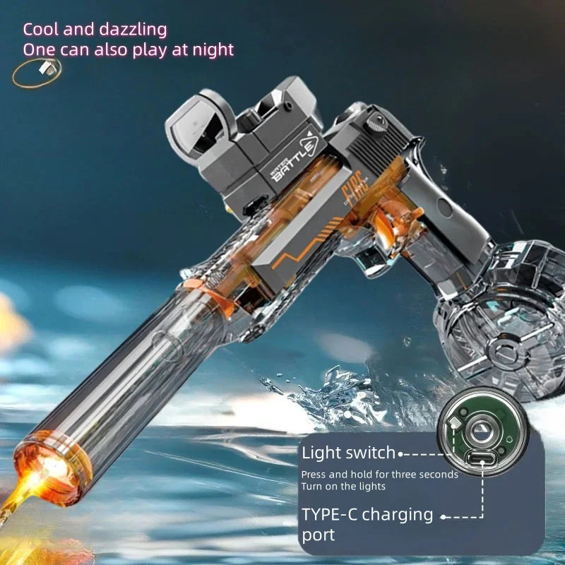 Super Elektrisch Waterpistool met Waterstroomdetectie, Licht & Snelle Navulling – Ideaal Zomerspeelgoed voor Jongens en Meisjes
