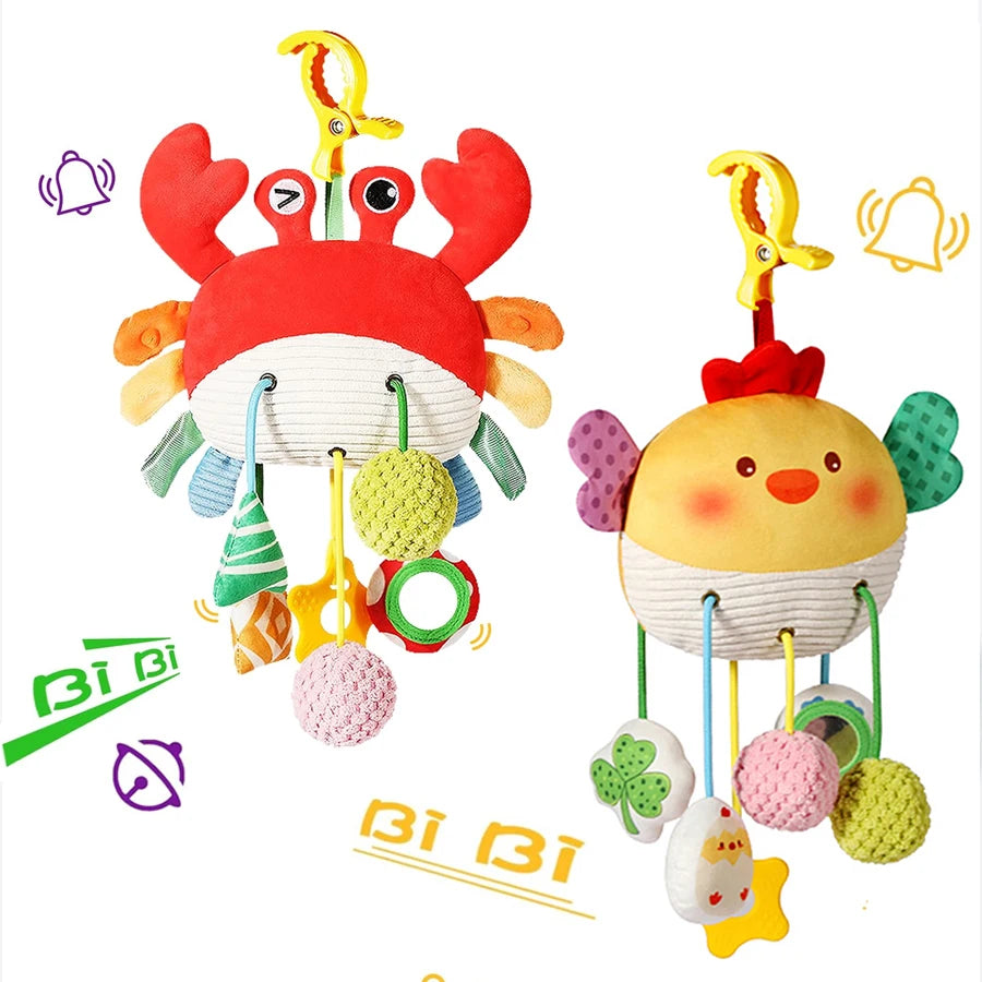 Kerst baby pluche speelgoed|Hangend sensorisch speelgoed voor kinderwagen