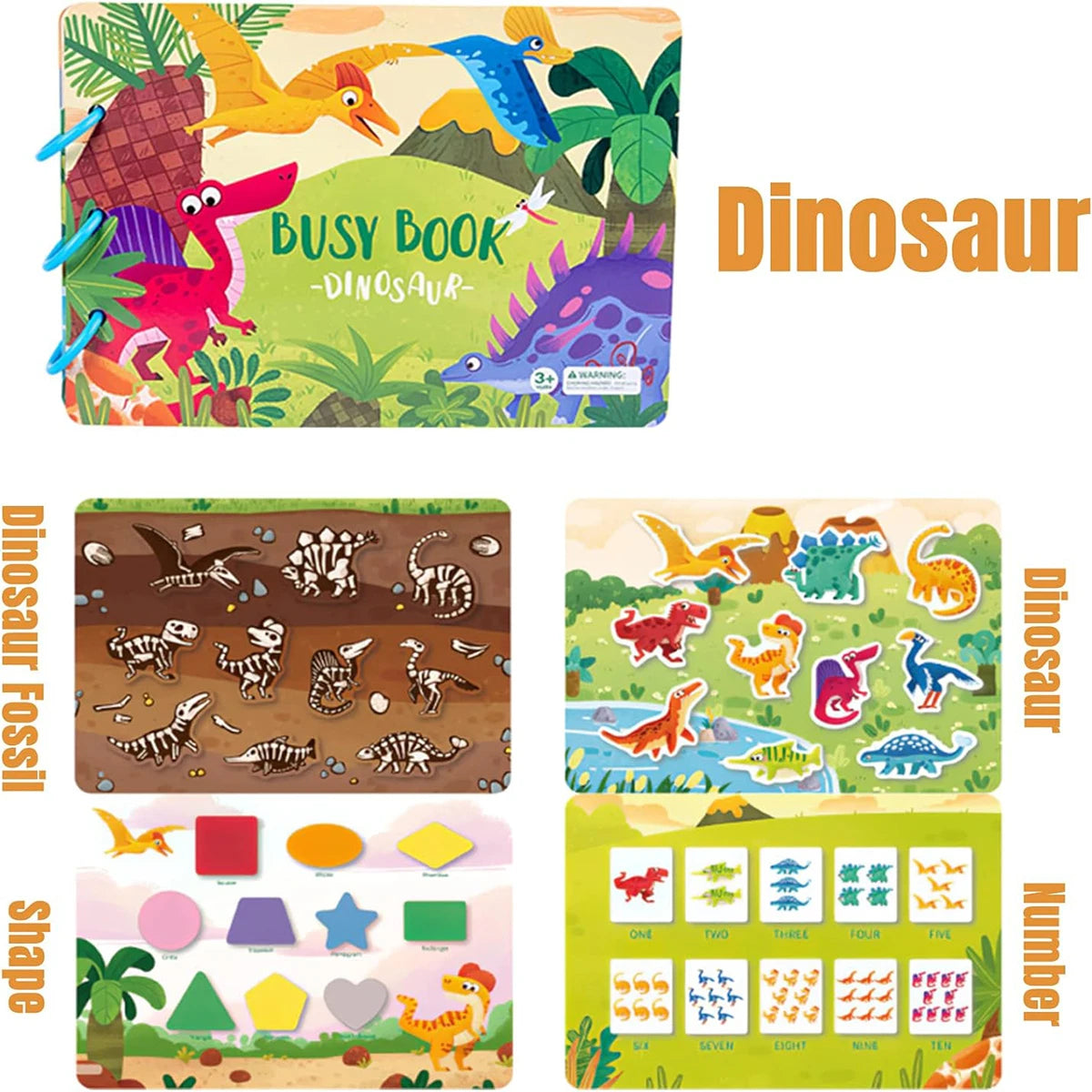 Dinosaurus Stil Boeken Puzzel Set | Educatief Speelgoed | Herbruikbare Stickers