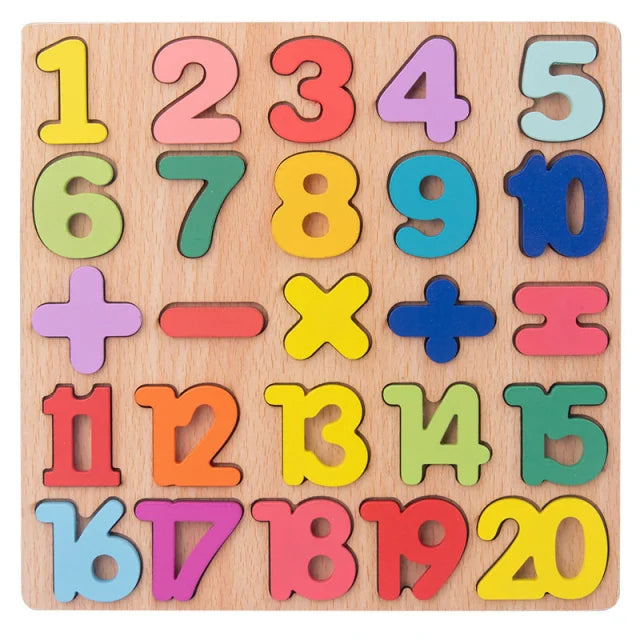Baby Houten Puzzels Montessori Speelgoed | 1-2 Jaar, Peuterspeelgoed Handgreep Bord, Alfabet- en Nummercognitie, Educatief Speelgoed