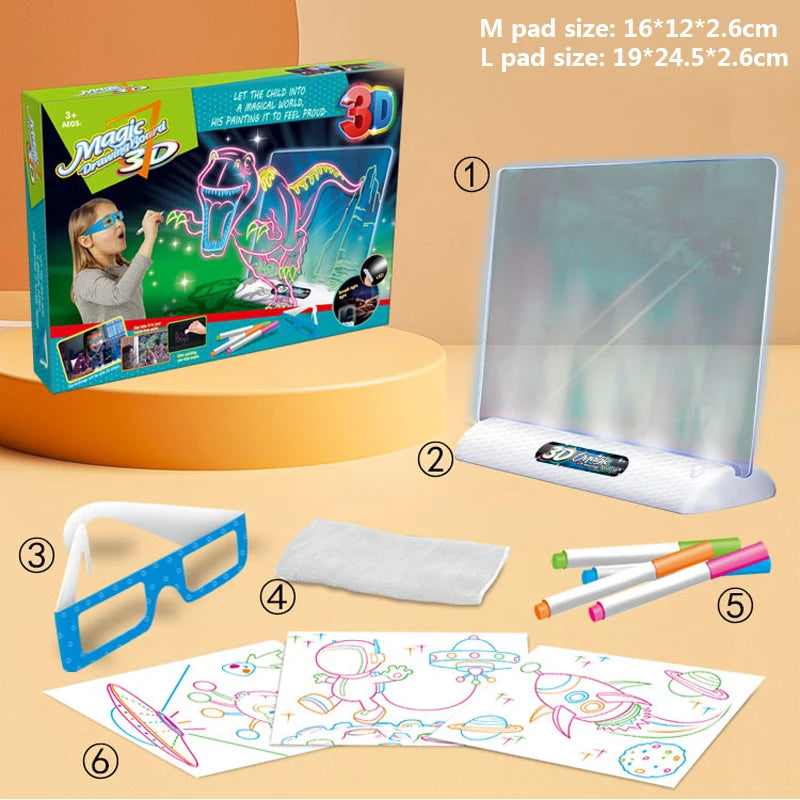 3D Tekenbord met LED Verlichting | Magisch Creatief Speelgoed voor Kinderen