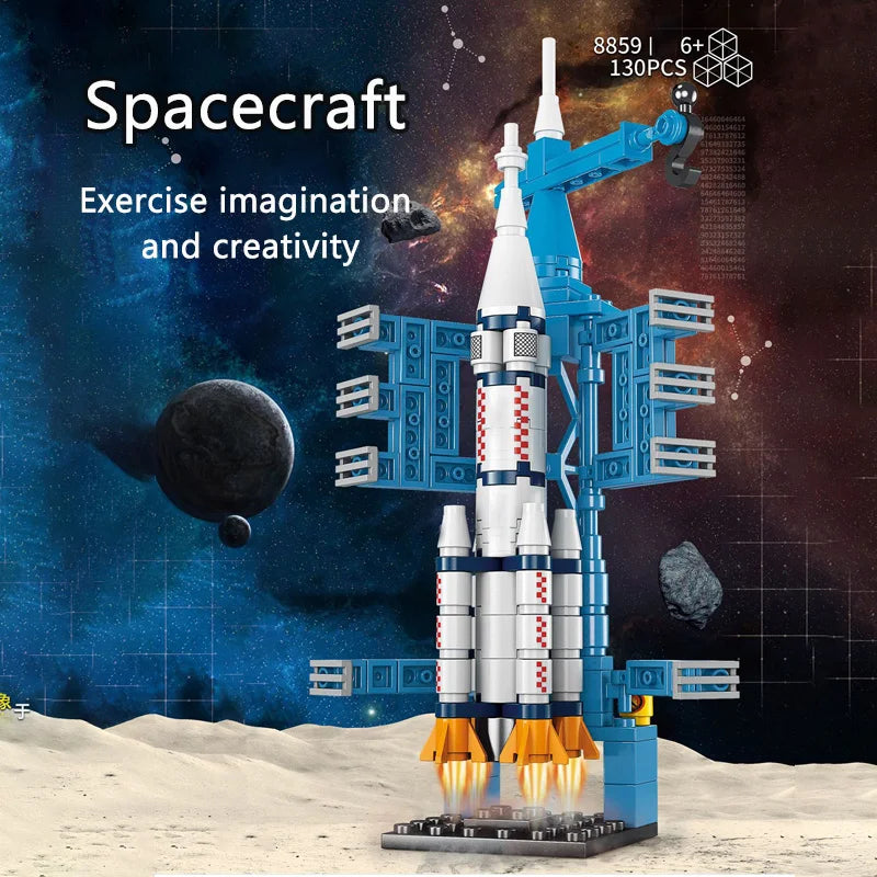 Kinderen Bouwblokken | Grote Ruimte Raketten, Puzzelmontage, Geschenkdoos met Kleine Deeltjes voor Jongens