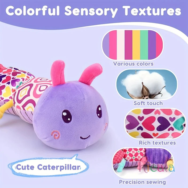 Muzikale Rups Knuffelspeelgoed – Sensorisch Pluche Speelgoed voor Baby’s met Meerdere Texturen | Voor Pasgeborenen Jongens & Meisjes