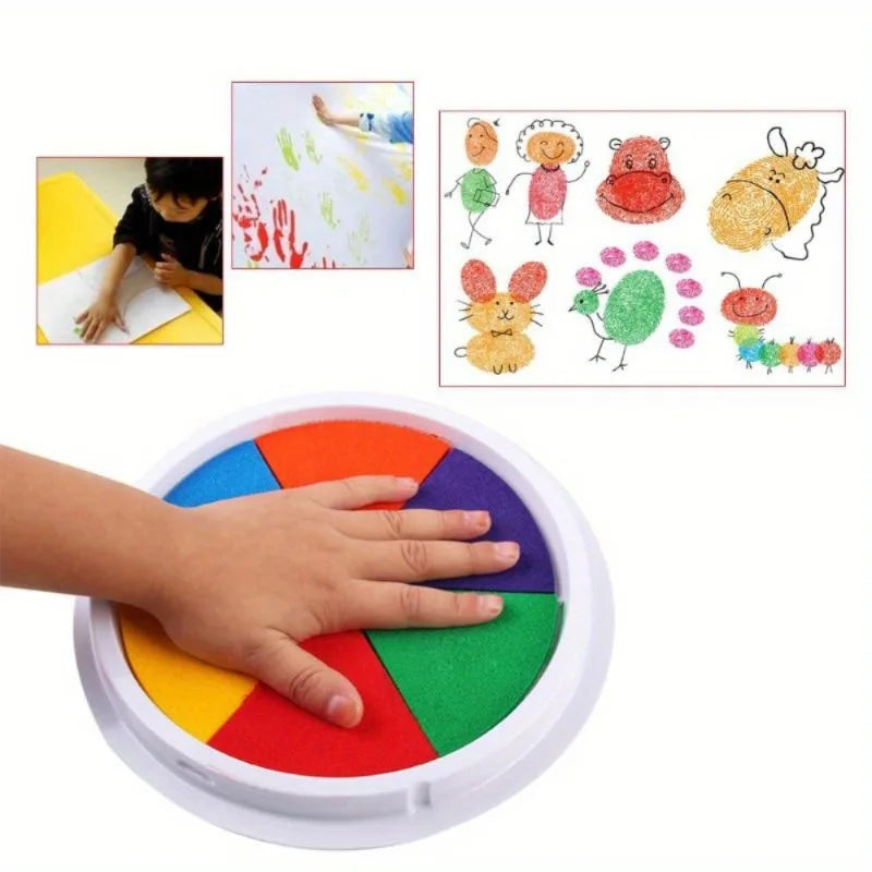 Groot 6-Kleuren Stempelkussen voor Kinderen - Vingerverf en Handafdruk Speelgoed voor Baby, Peuters en Kleuters - Knutselset voor Jongens en Meisjes