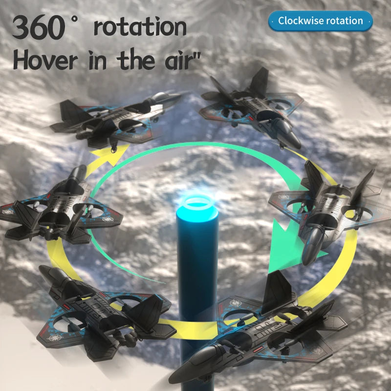 2.4G Afstandsbestuurd Vliegtuig | Zwaartekrachtsensor Helikopter Zweefvliegtuig met Verlichting | EPP Schuim Straaljager voor Jongens Kinderen