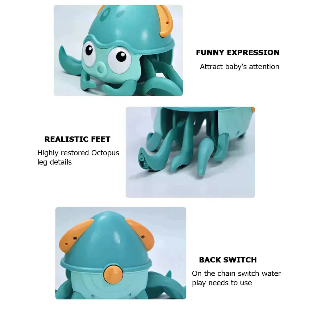 Baby badspeeltje octopus met klokje | Ontwikkeling van oog-handcoördinatie – Schattige dierensproeier vanaf 1 jaar