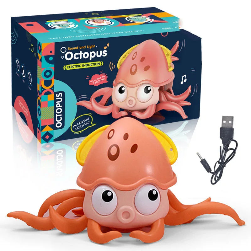 Interactieve Ontsnappende Octopus/Krab | Elektronisch Muziekspeelgoed voor Baby’s, Bewegend Speelgoed met Licht & Geluid