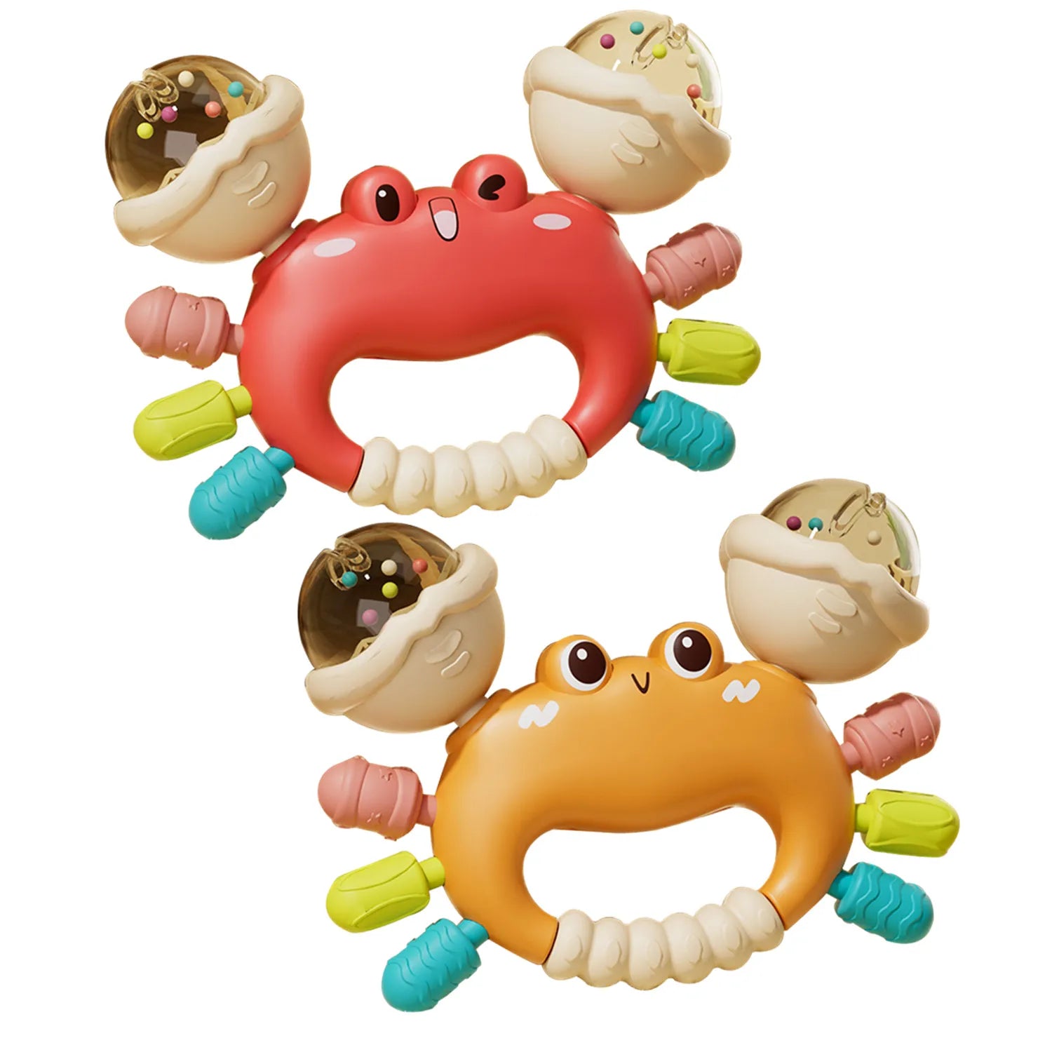 Crab Rammelaar & Bijtspeeltje – Sensorisch Handgreep Speelgoed voor Baby’s | Vroeg Educatief Cadeau voor Jongens en Meisjes