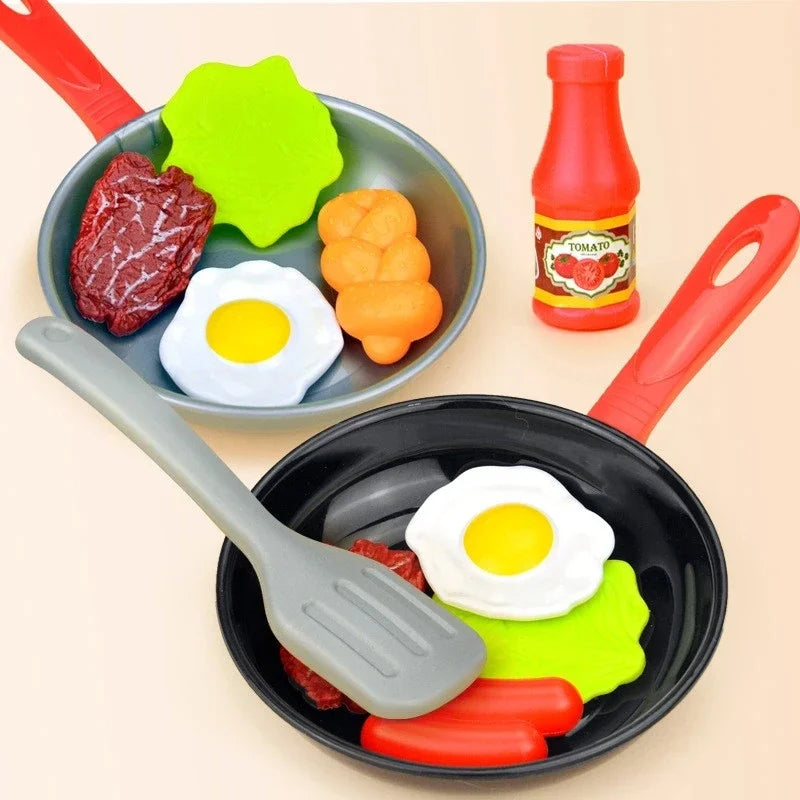 8-delige Keukenspeelgoed Set | Simulatie Kookgerei, Pretend Play Pot, Vlees, Groenten & Omelet voor Kinderen