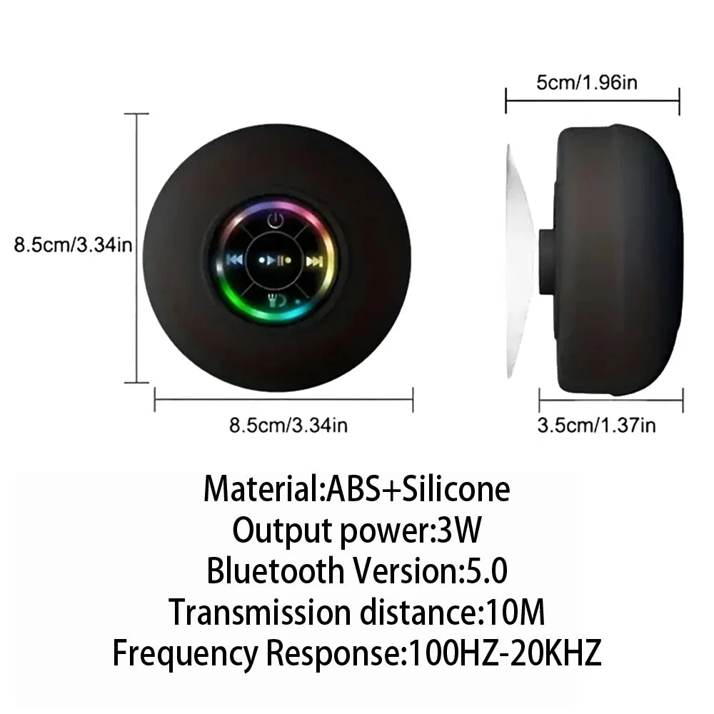 Draagbare Draadloze Bluetooth Speaker | LED Waterdichte Speaker met Zuignap - Mini Stereo Speaker voor Badkamer en Buiten