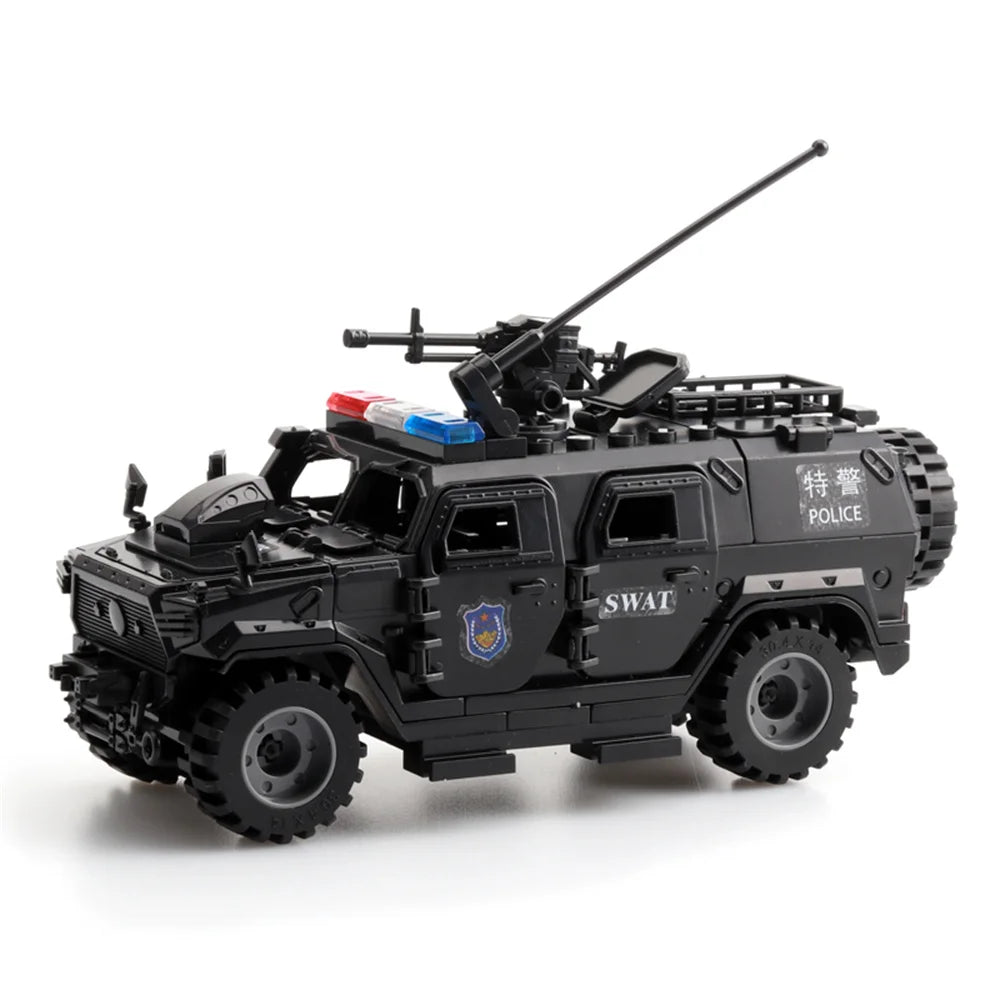 Tweede Wereldoorlog WW2 Leger Militaire Soldaten Politie SWAT Gepantserd Voertuig Model Bouwstenen Bricks Kinderspeelgoed Cadeau