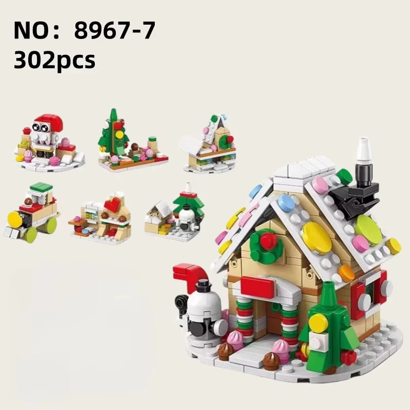 6-in-1 Kerst Bouwstenen Set met Licht | Creatief Winterdorp Speelgoed voor Kinderen
