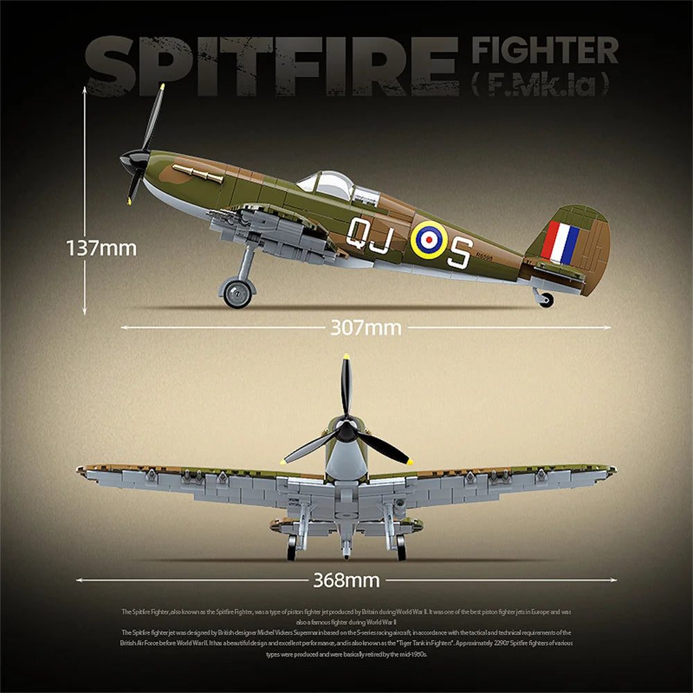 Tweede Wereldoorlog WW2 Leger Militaire Soldaten SWAT UK: Spitfire Fighter F MK. Ia Model Bouwstenen Bricks Kinderspeelgoed Cadeau